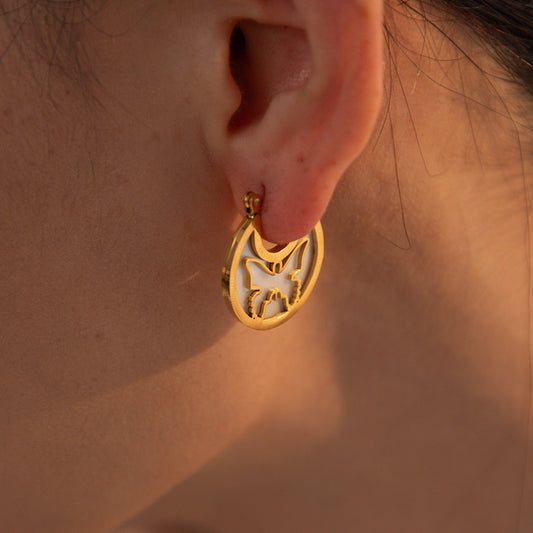 Stainless steel 18k gold-plated butterfly earrings