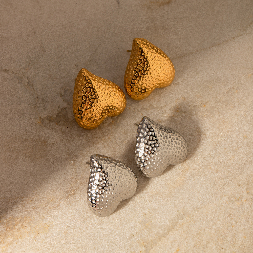 Stainless steel 18k gold-plated heart earrings