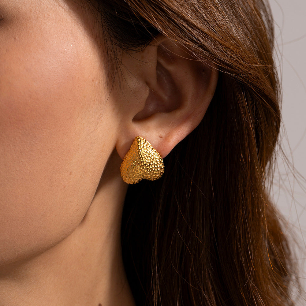 Stainless steel 18k gold-plated heart earrings