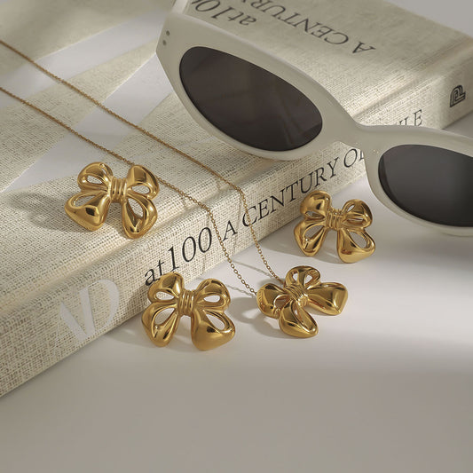 Stainless steel 18k gold-plated bow-tie jewelry