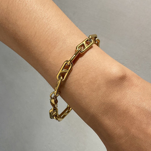 Stainless steel 18k gold-plated chain bracelet