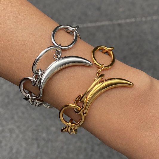 Stainless steel 18k gold-plated moon bracelet