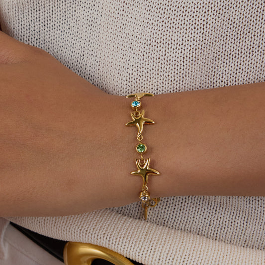 Stainless steel 18k gold-plated starfish bracelet