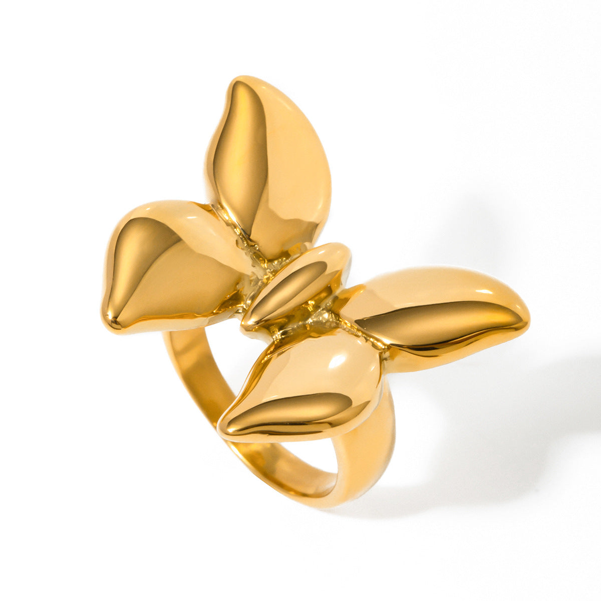 Stainless steel 18k gold-plated bow tie ring