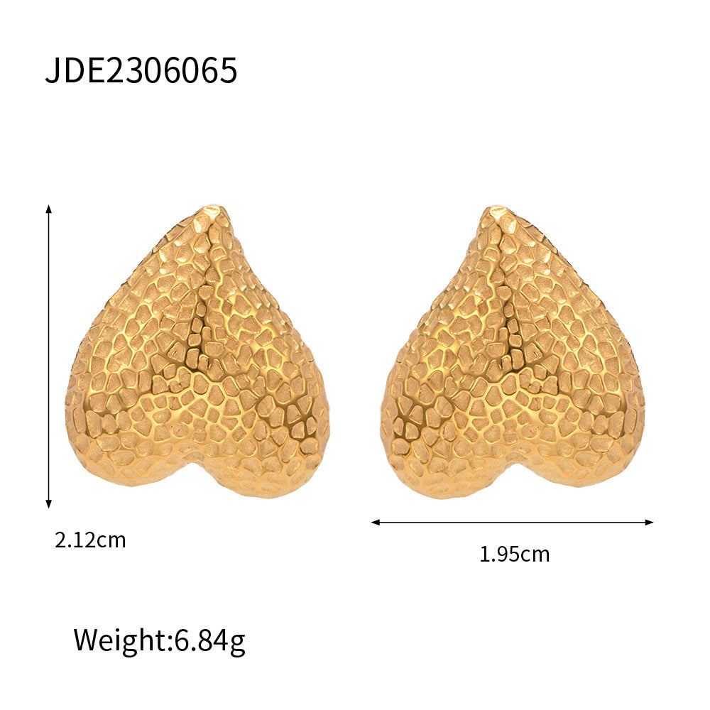 Stainless steel 18k gold-plated heart earrings