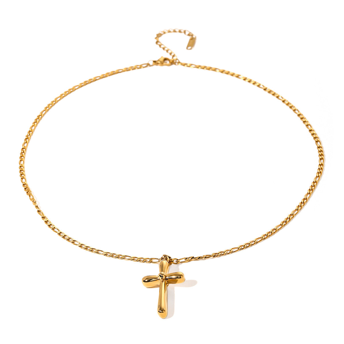 Stainless steel 18k gold-plated cross pendant necklace