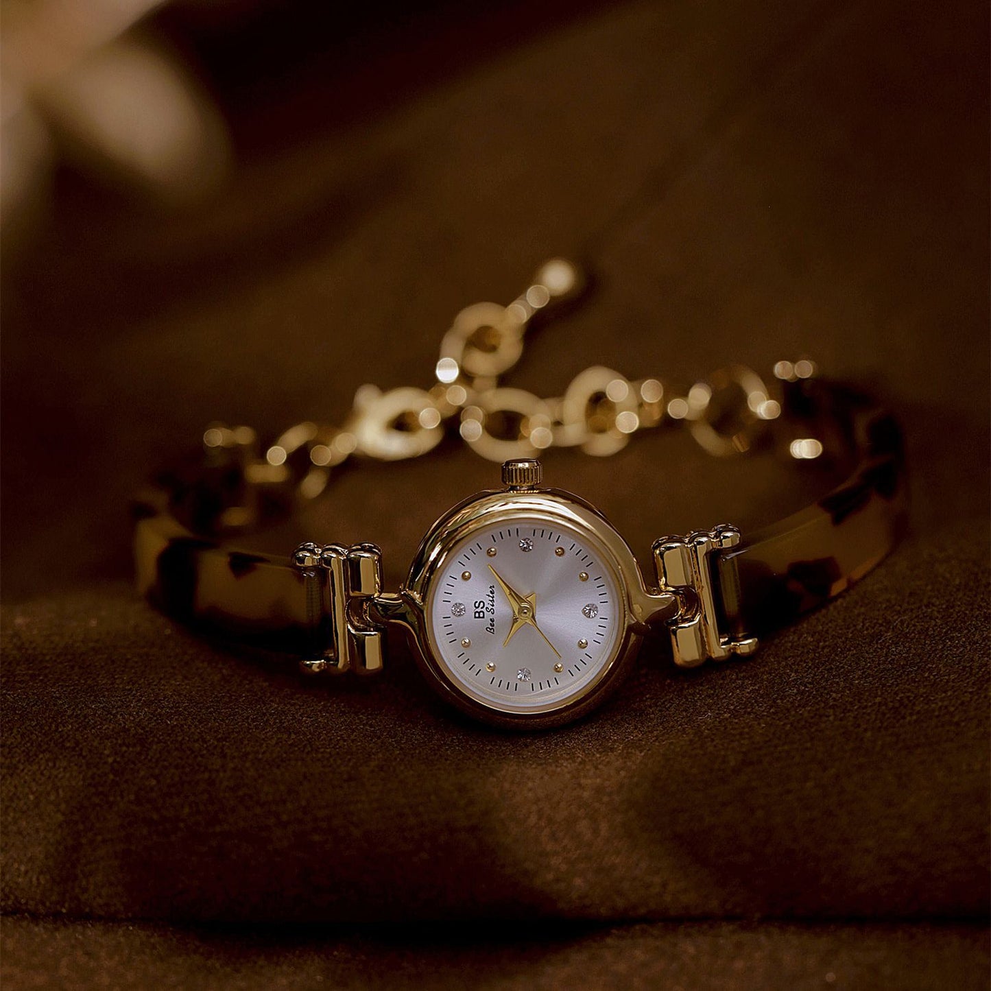 Tortoiseshell Amber Vintage Bangle Chain Watch