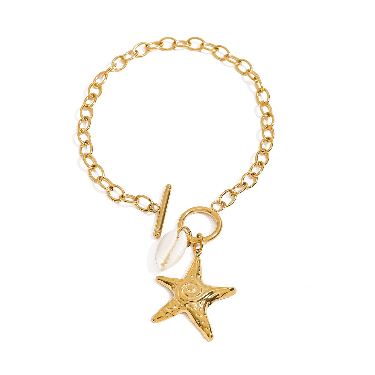 Stainless steel 18k gold-plated starfish bracelet