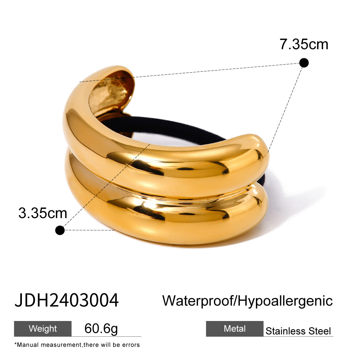 Stainless steel 18k gold-plated ponytail holder