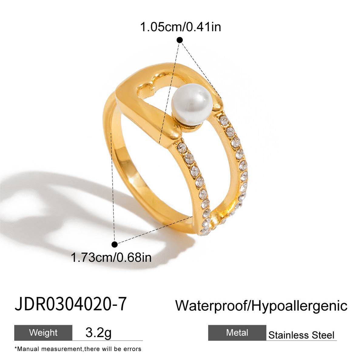 Stainless steel 18k gold-plated pin ring