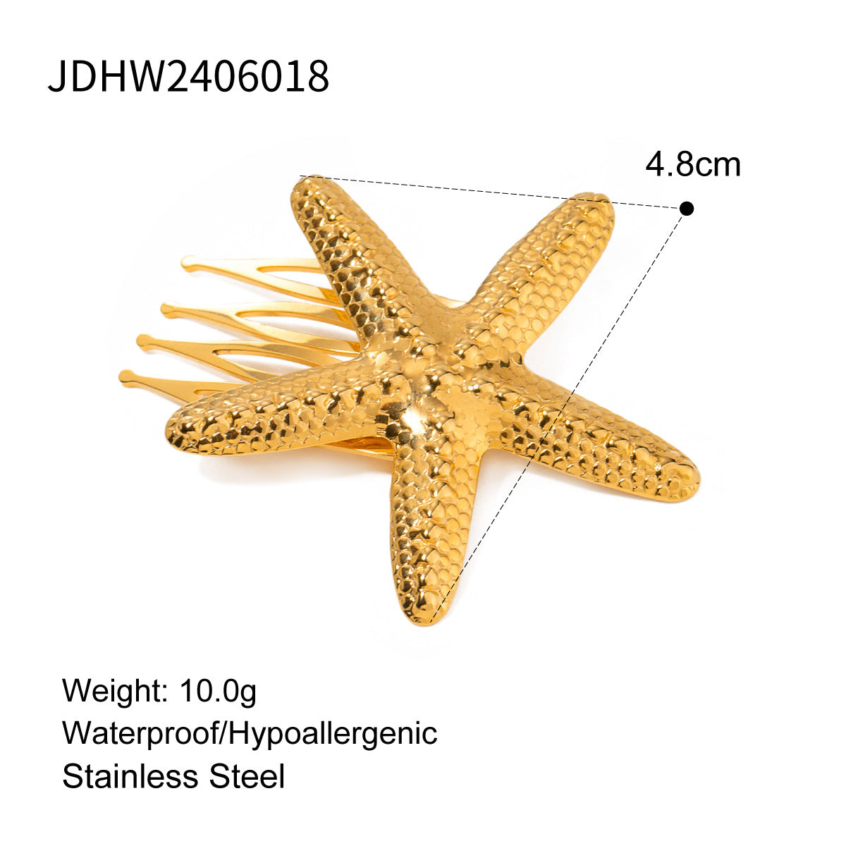 Stainless steel 18k gold-plated starfish hair accessories