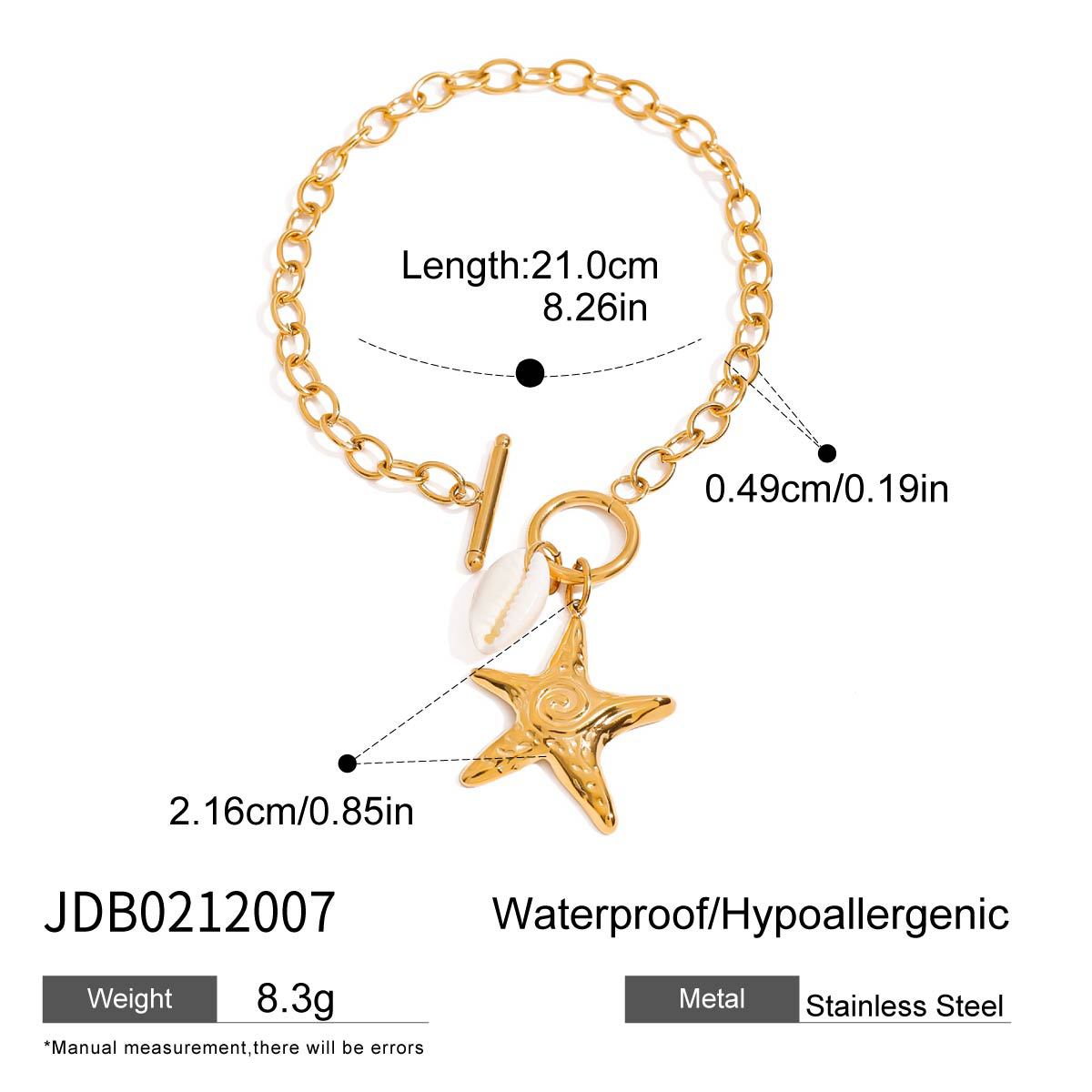 Stainless steel 18k gold-plated starfish bracelet