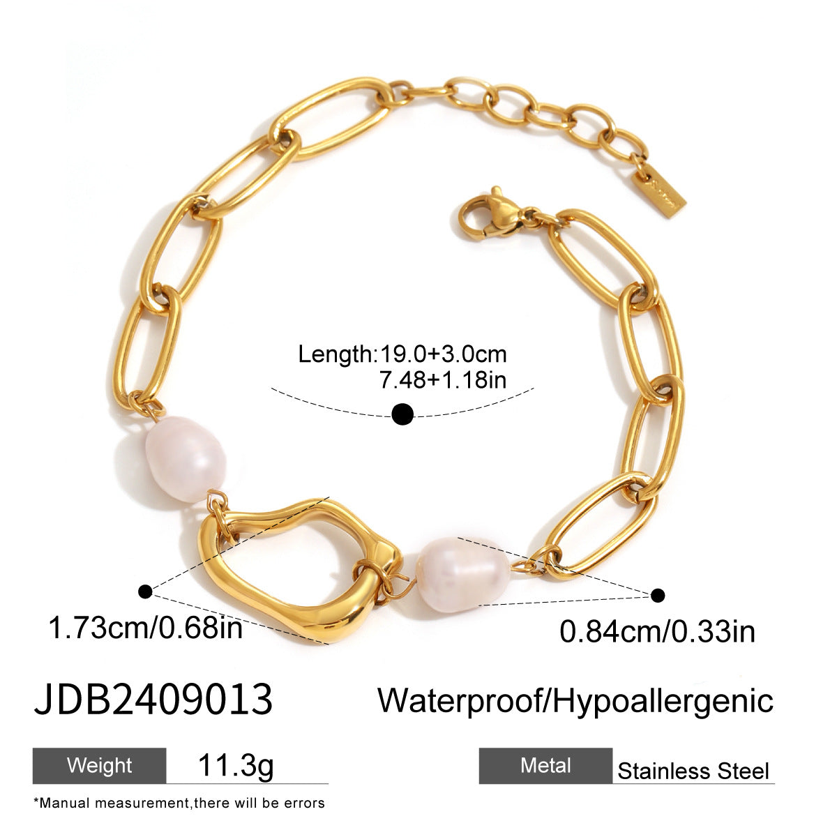 Stainless steel 18k gold-plated pearl jewelry set