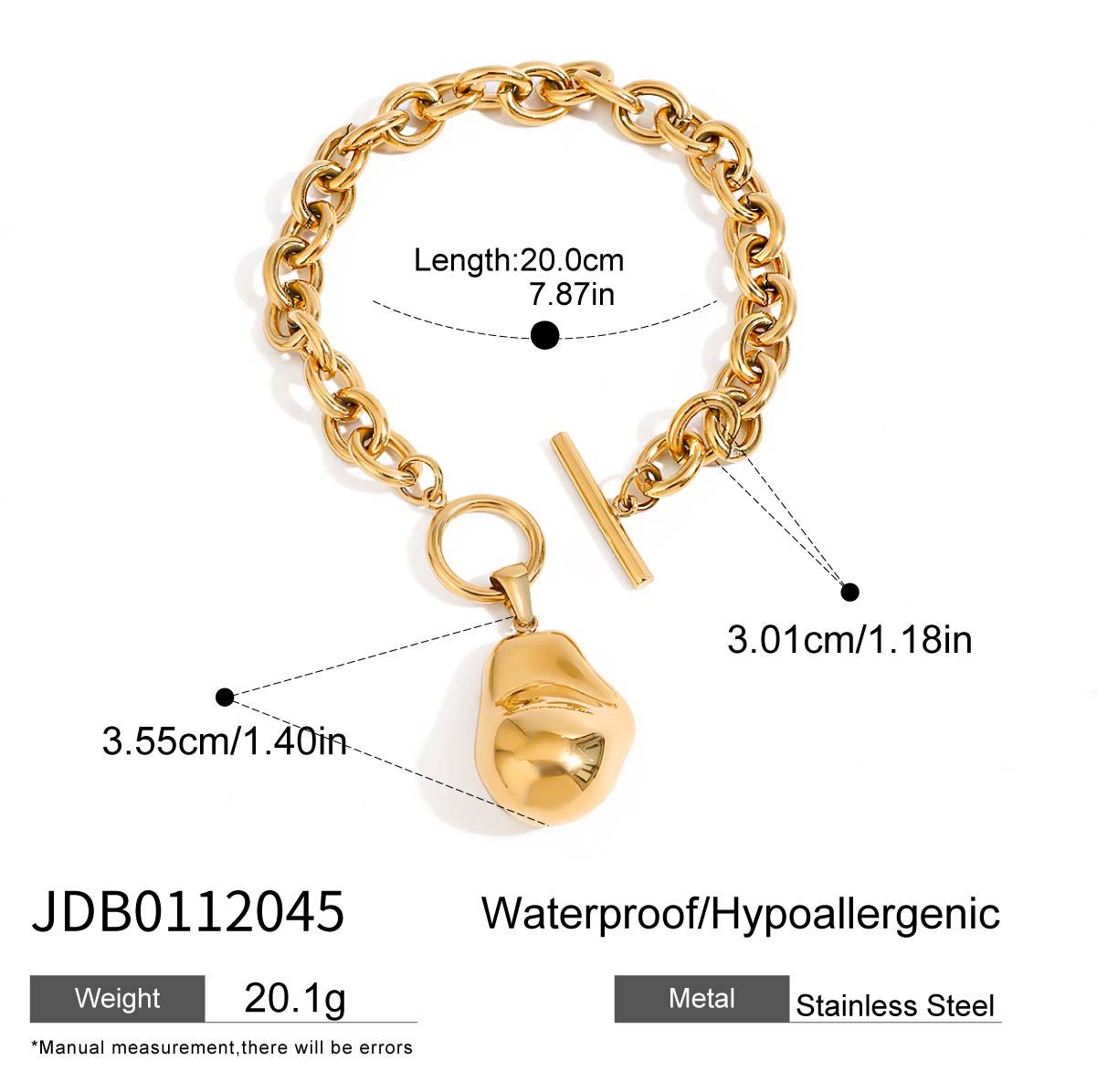 Stainless steel 18k gold-plated OT clasp bracelet