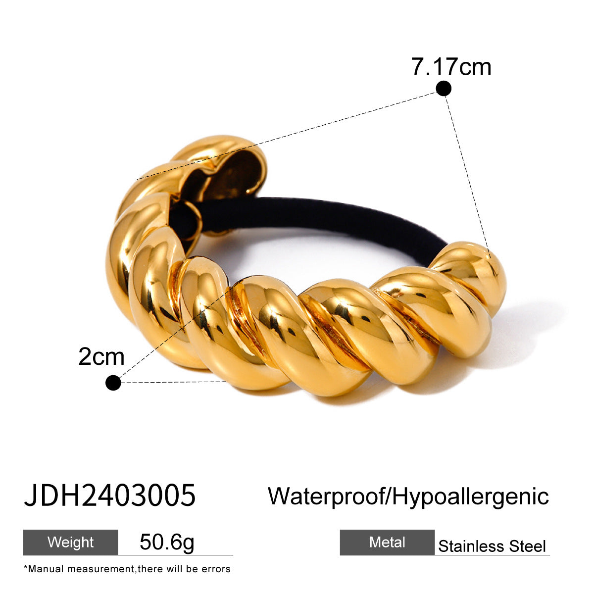 Stainless steel 18k gold-plated ponytail holder