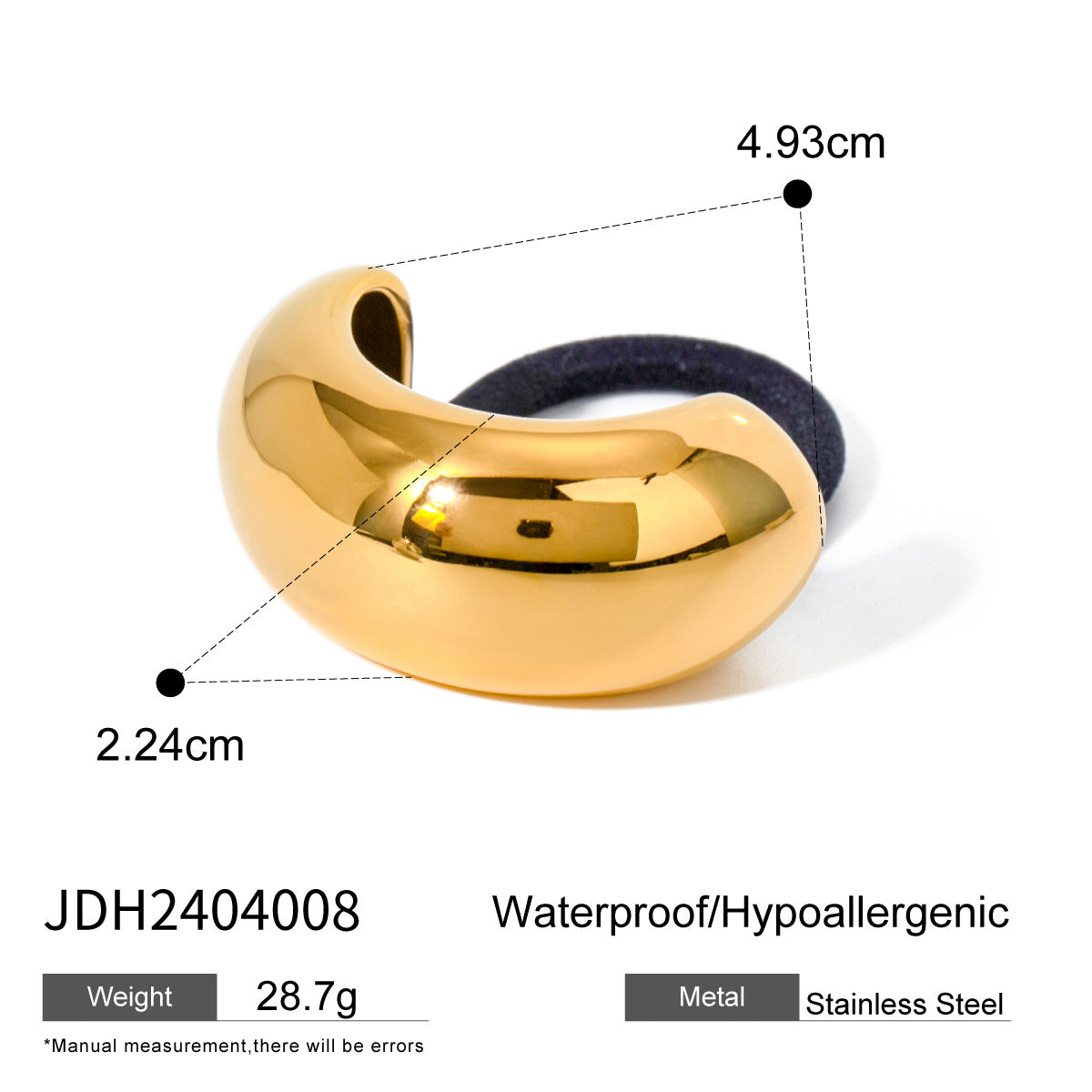 Stainless steel 18k gold-plated ponytail holder