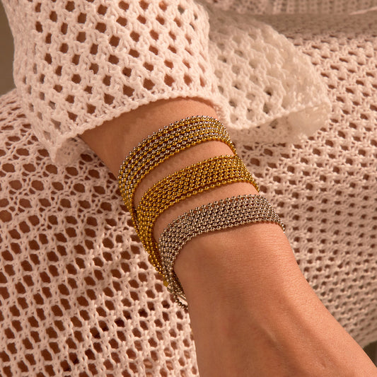 Layered stainless steel tassel bracelet