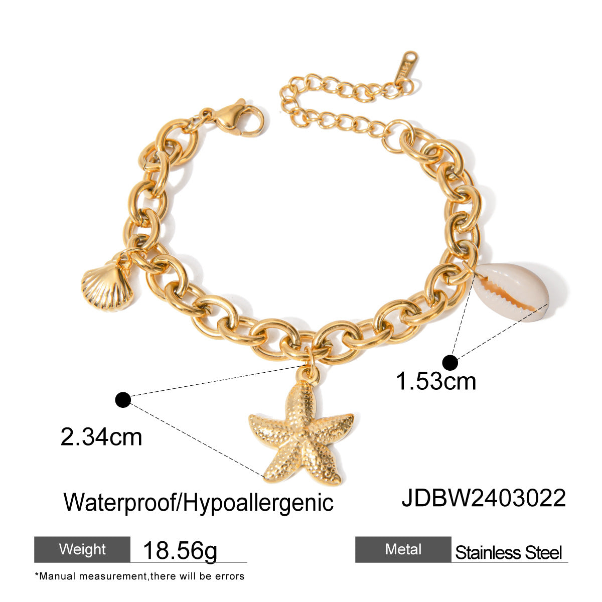 Stainless steel 18k gold-plated bracelet