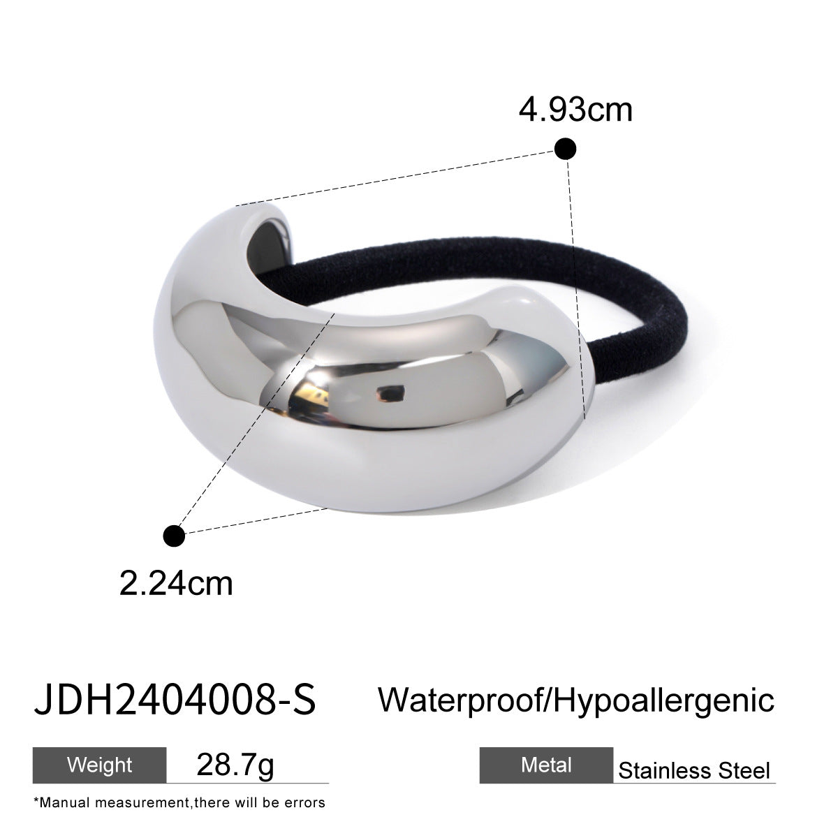 Stainless steel 18k gold-plated ponytail holder