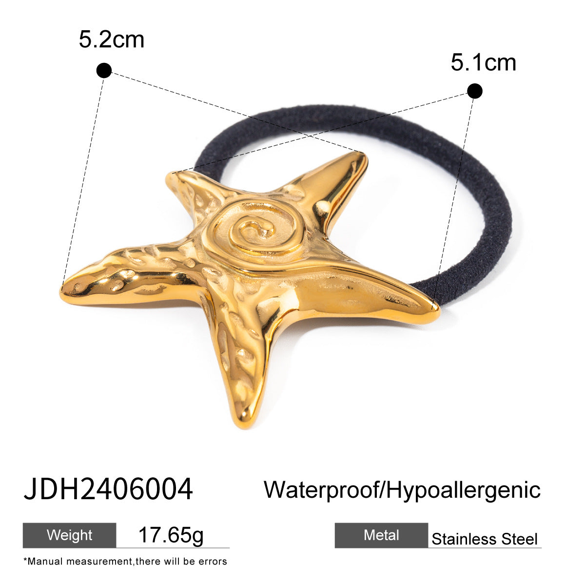 Stainless steel 18k gold-plated starfish hair accessories