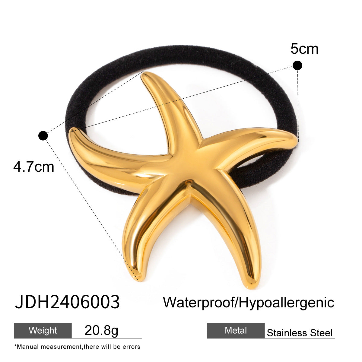 Stainless steel 18k gold-plated starfish hair accessories