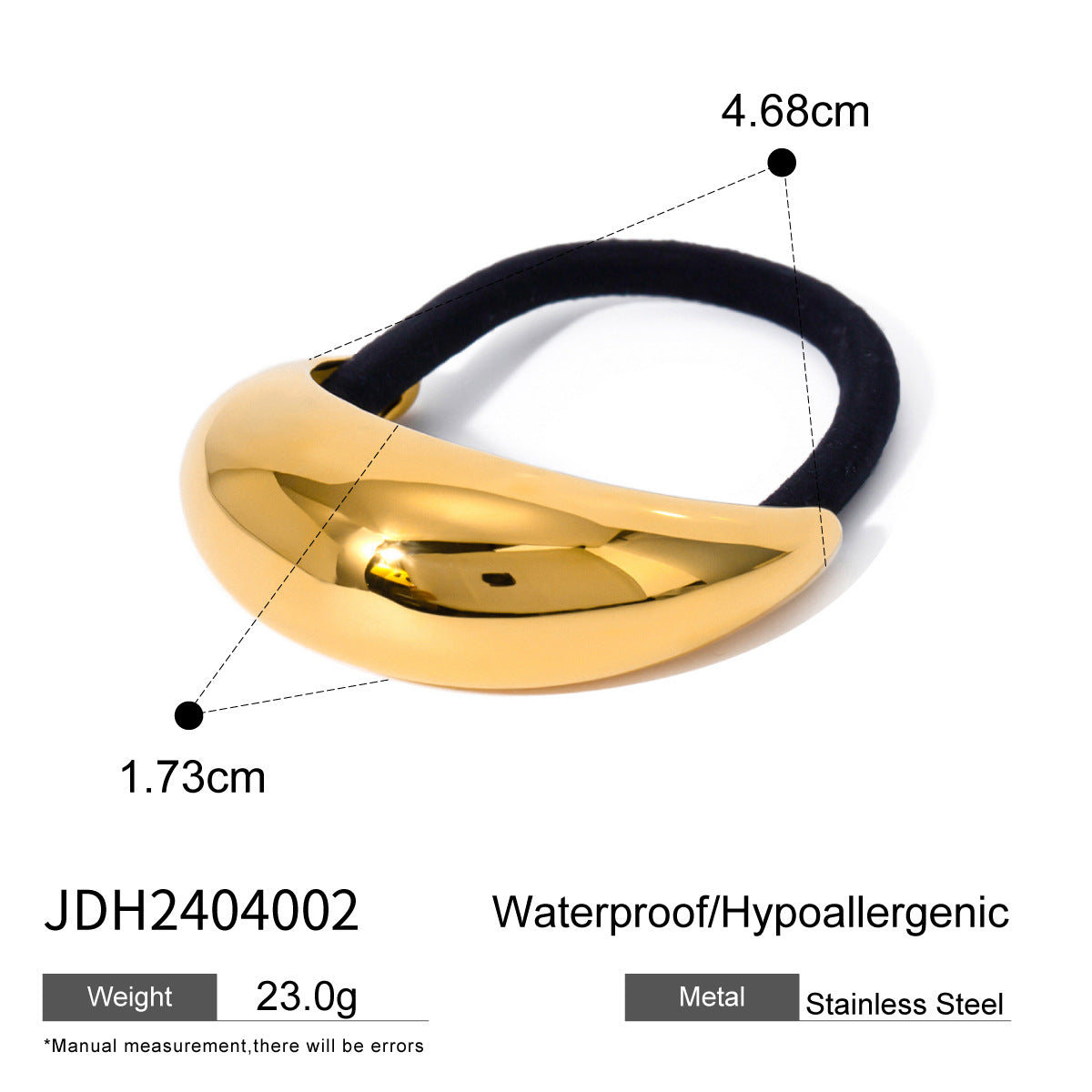 Stainless steel 18k gold-plated ponytail holder