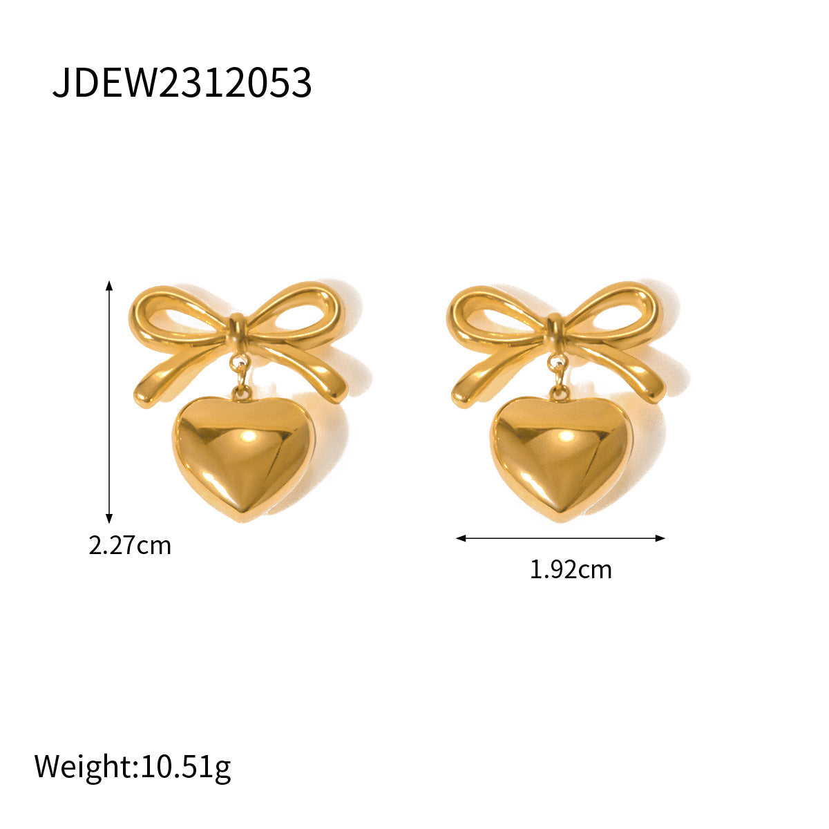 Stainless steel 18k gold-plated bow earrings