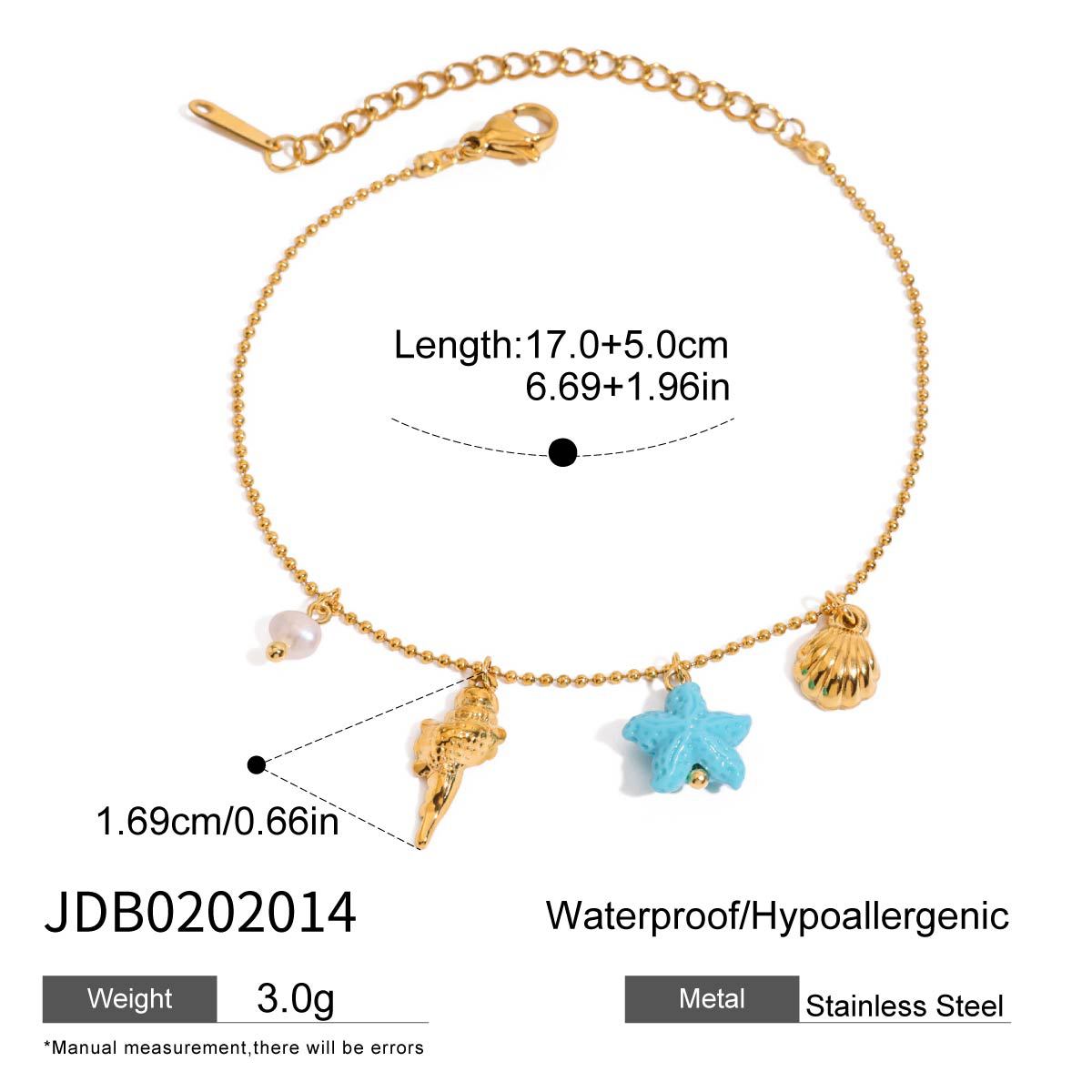 Stainless steel 18k gold-plated ocean style bracelet