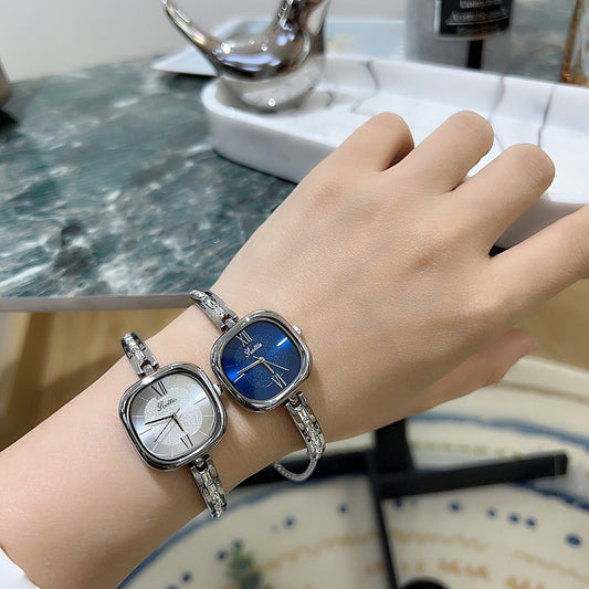 Elegant Square Crystal-Embellished Bracelet Watch for Women