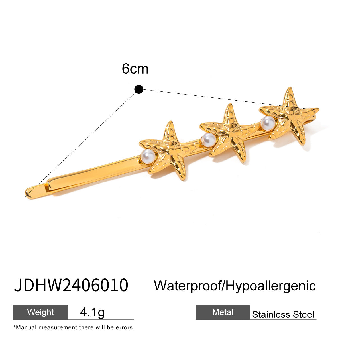 Stainless steel 18k gold-plated hair clips
