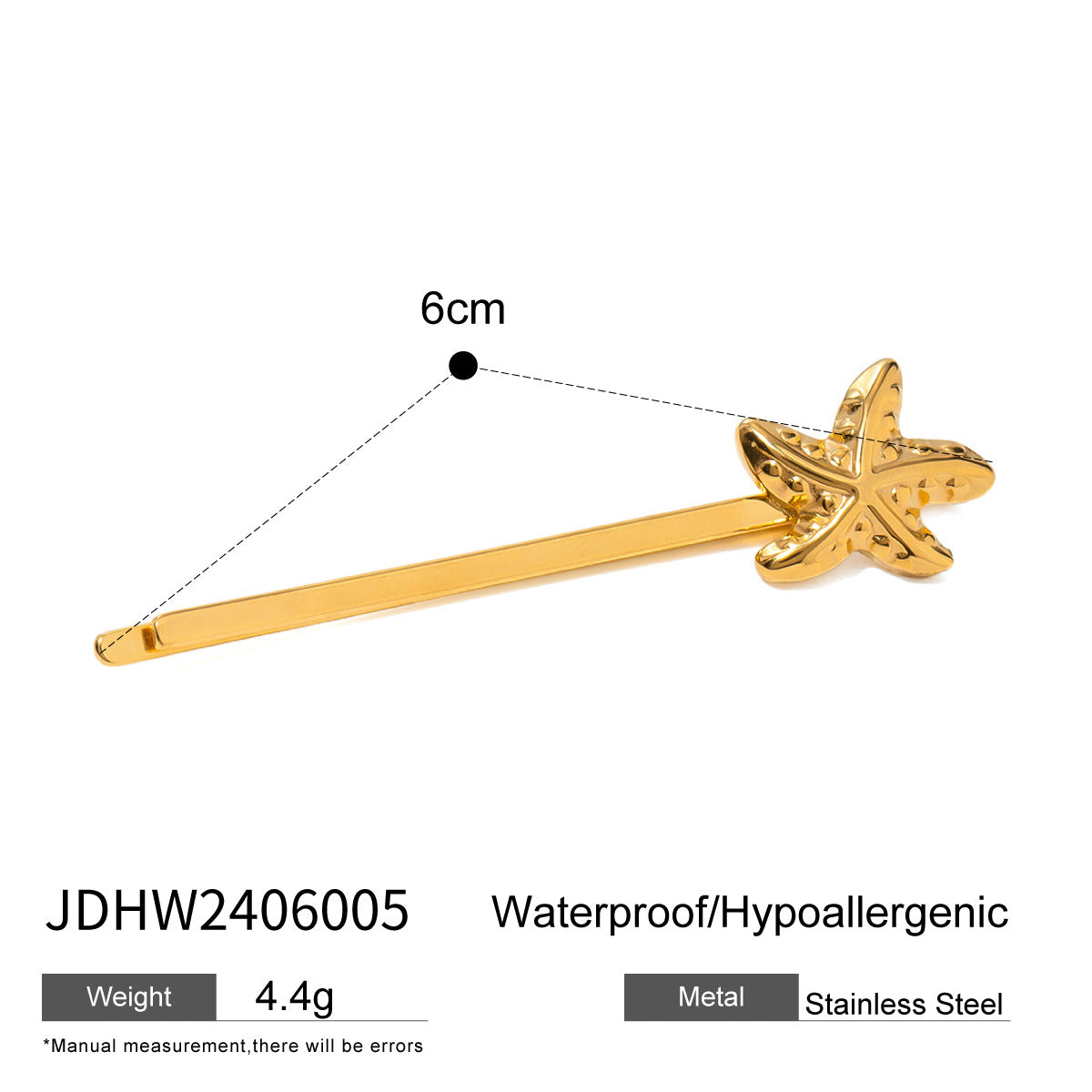 Stainless steel 18k gold-plated hair clips