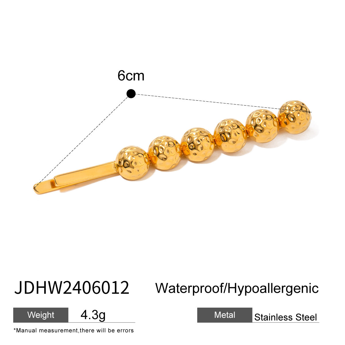 Stainless steel 18k gold-plated hair clips