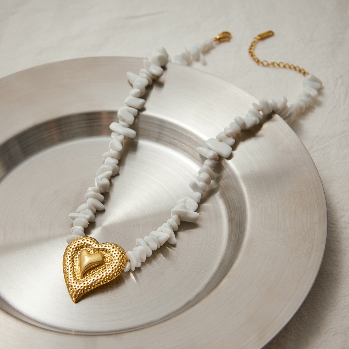 Stainless steel 18k gold-plated heart jewelry set