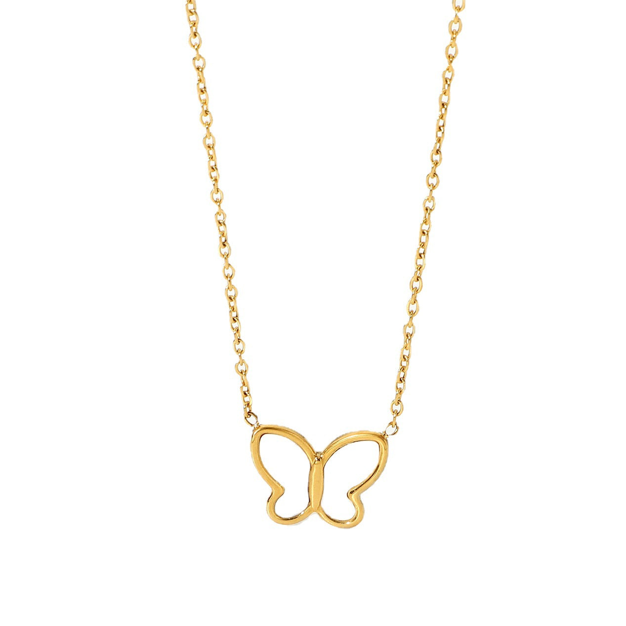 Stainless steel 18k gold-plated white butterfly necklace