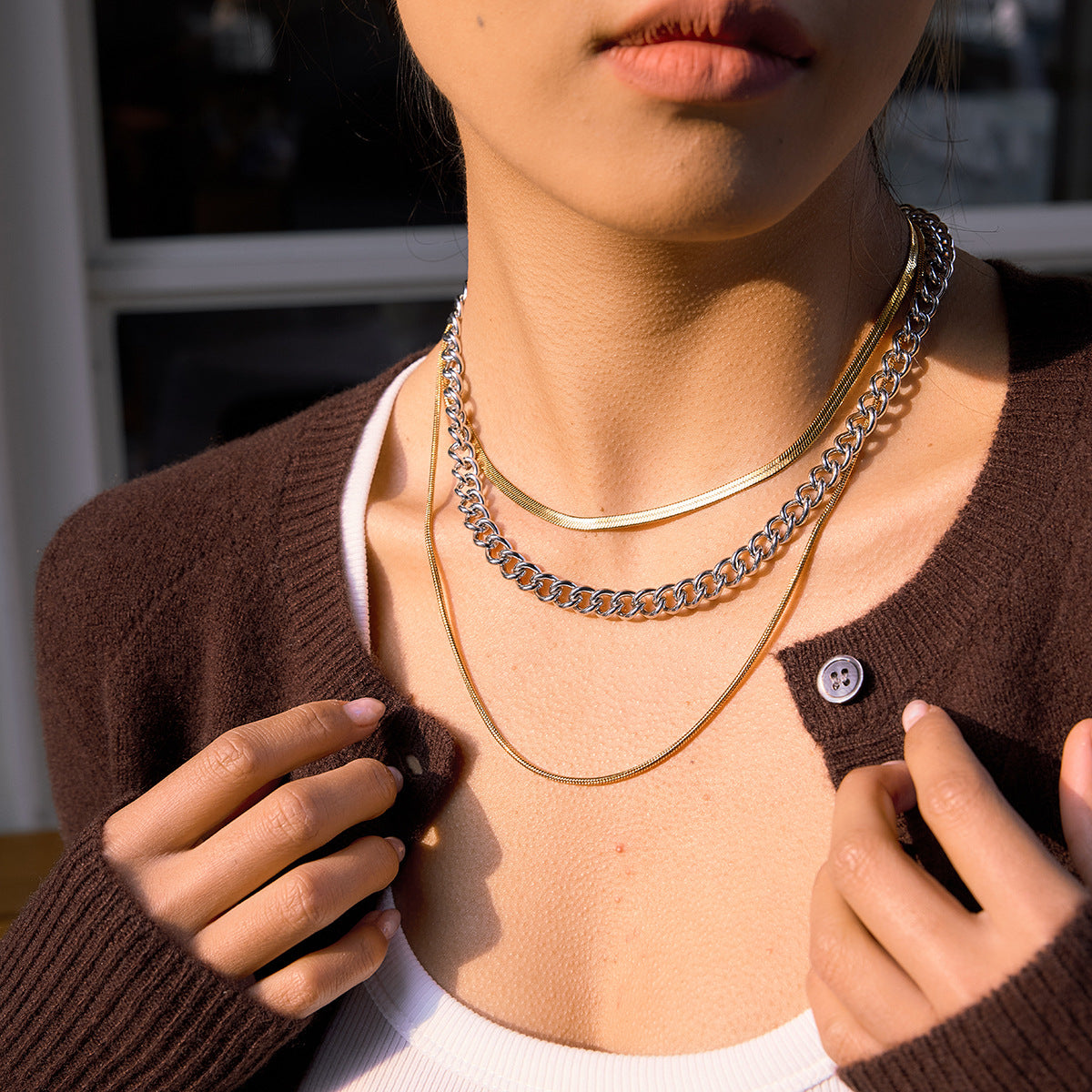 Stainless steel 18k gold-plated necklace