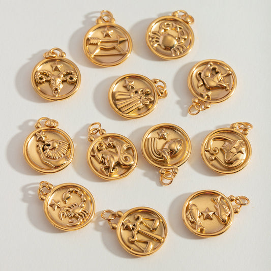 Stainless Steel 18k gold-plated Constellation Jewelry Accessories DIY Pendant