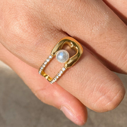 Stainless steel 18k gold-plated pin ring