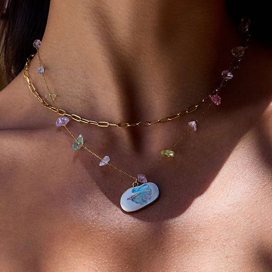 Stainless steel 18k gold-plated double-layer necklace