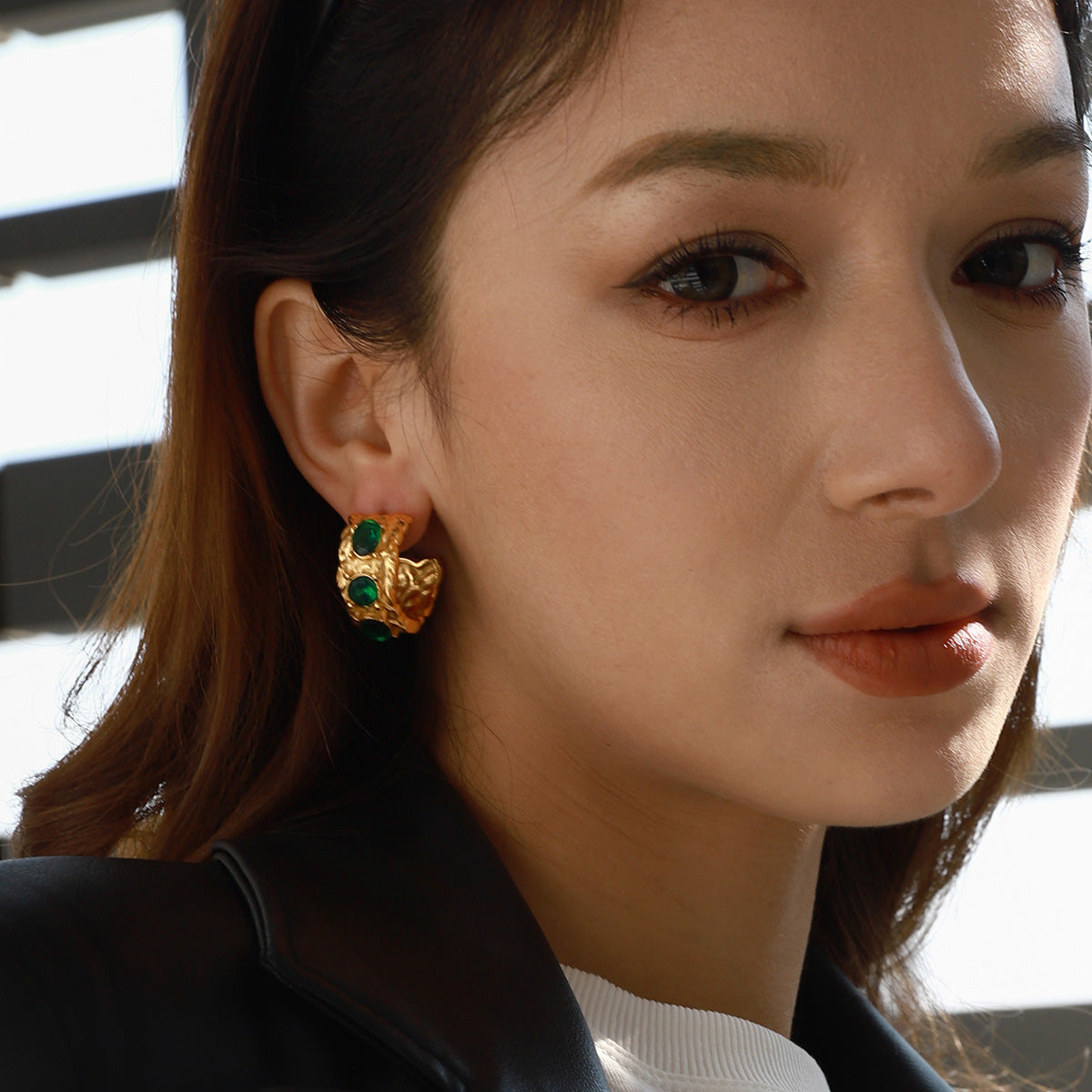 Stainless steel 18k gold-plated earrings