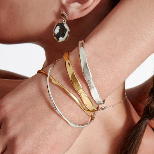Stainless steel 18k gold-plated bangles