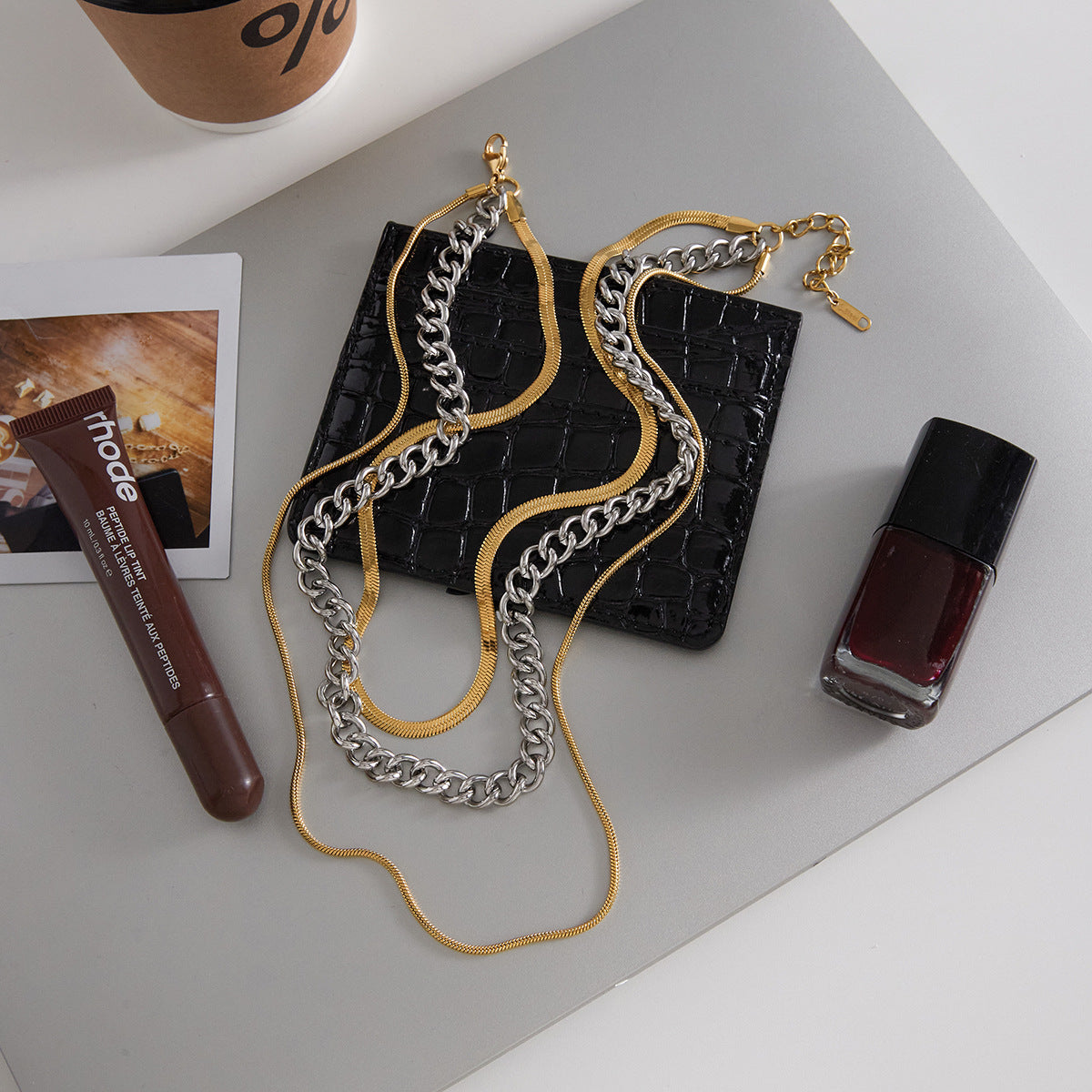 Stainless steel 18k gold-plated necklace