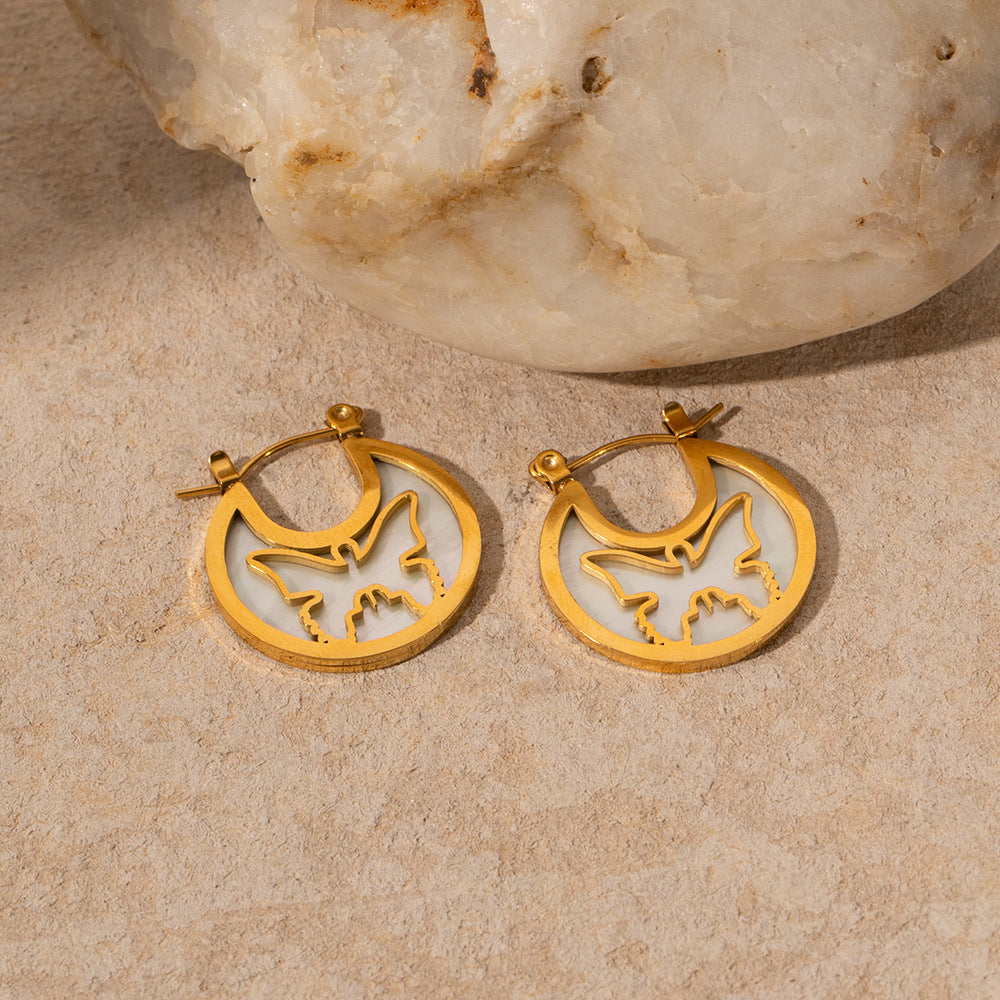 Stainless steel 18k gold-plated butterfly earrings