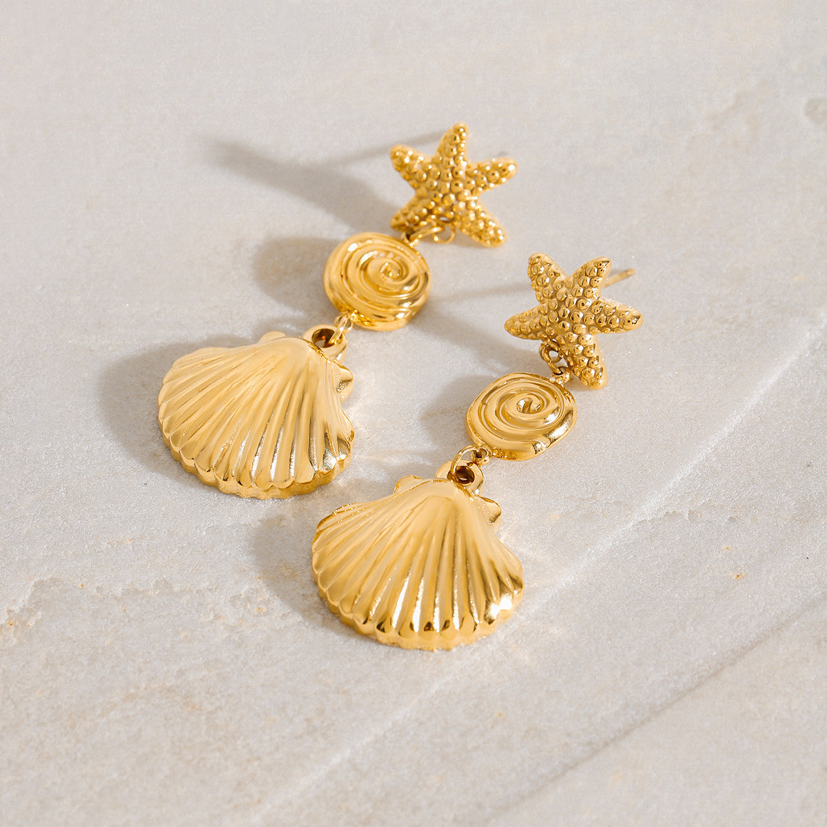 Stainless steel 18k gold-plated vocation-style earrings
