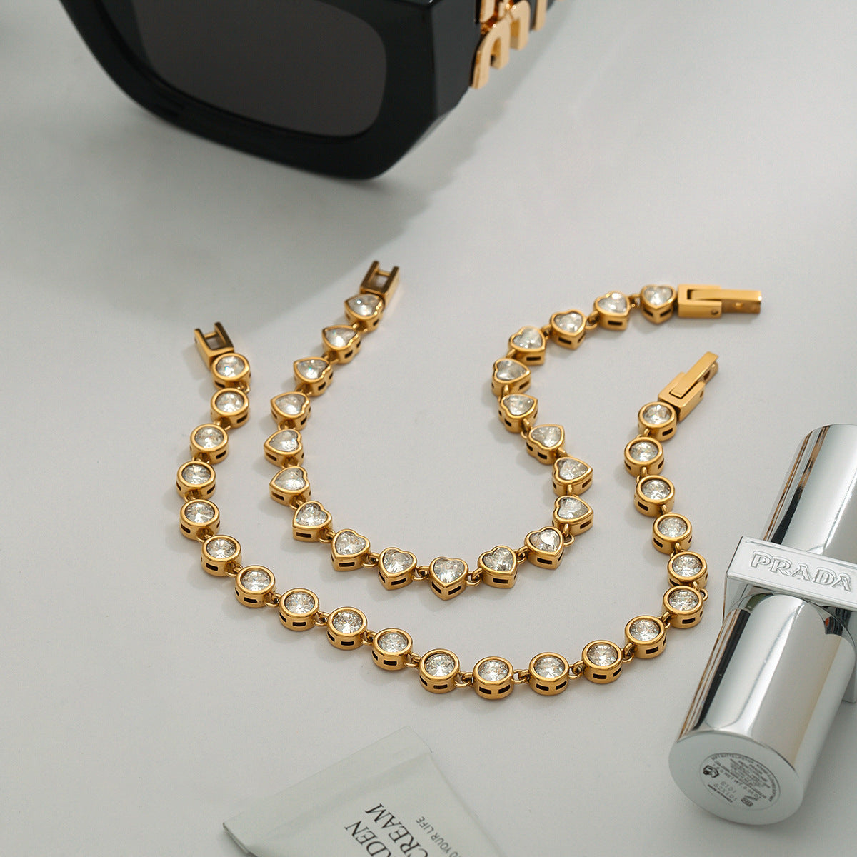 Stainless steel 18k gold-plated zircon bracelet