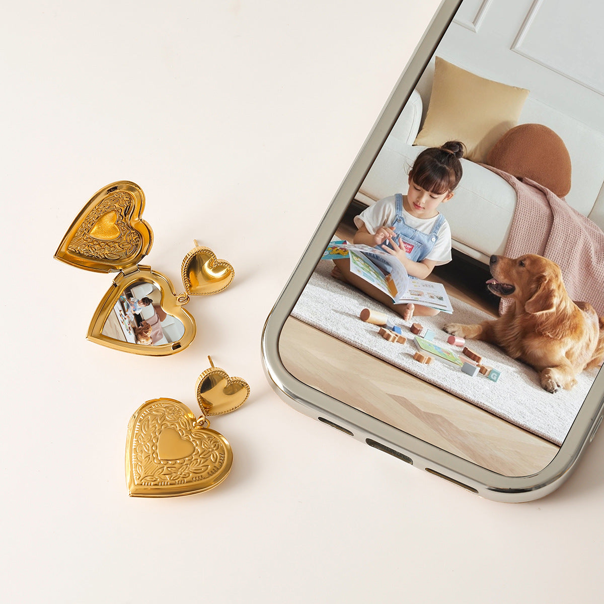 Stainless steel 18k gold-plated heart earings