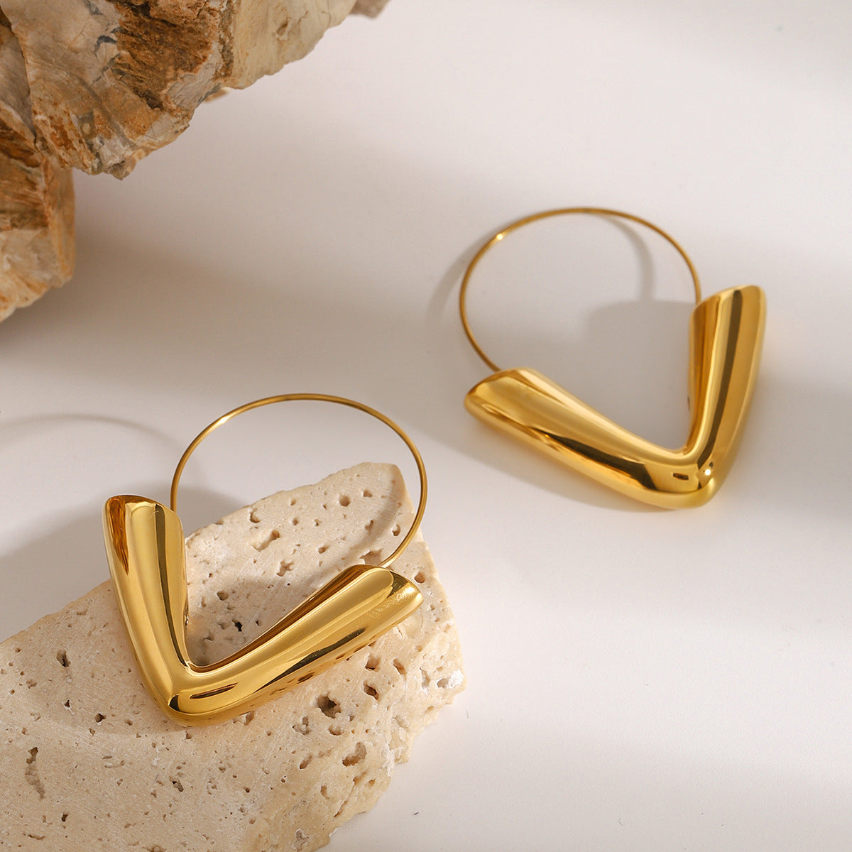 Stainless steel 18k gold-plated earrings