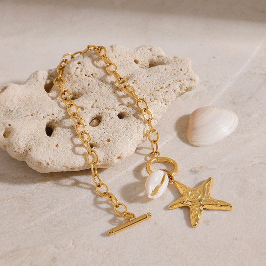Stainless steel 18k gold-plated starfish bracelet