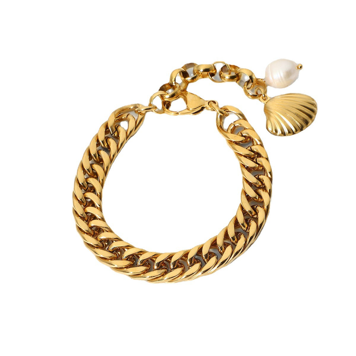 Stainless steel 18k gold-plated pearl bracelet