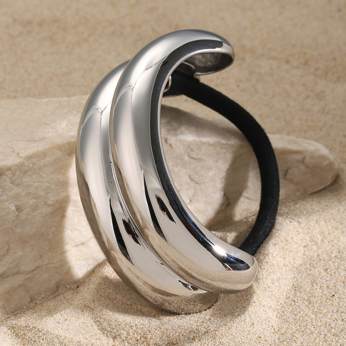Stainless steel 18k gold-plated ponytail holder