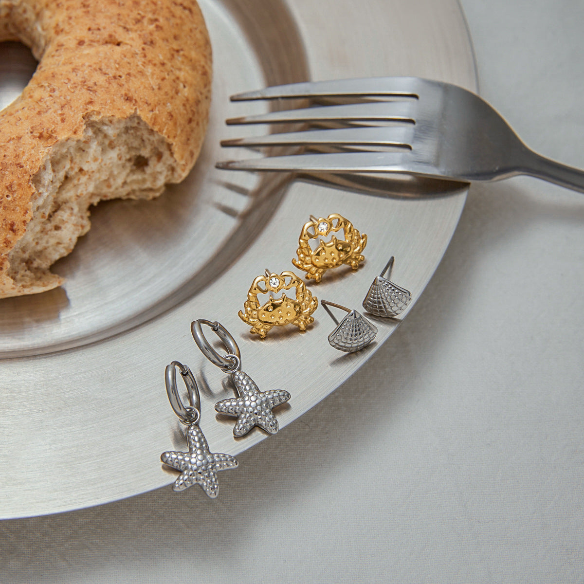 Stainless steel 18k gold-plated earrings